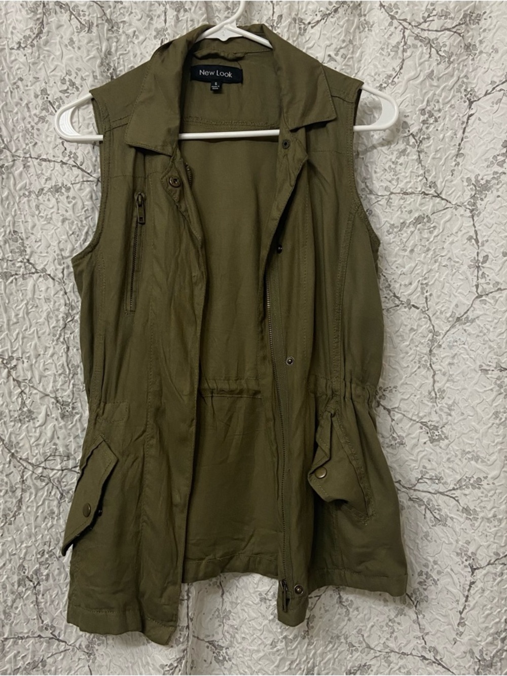 New Look Military-Inspired Olive Cargo Vest Size Small